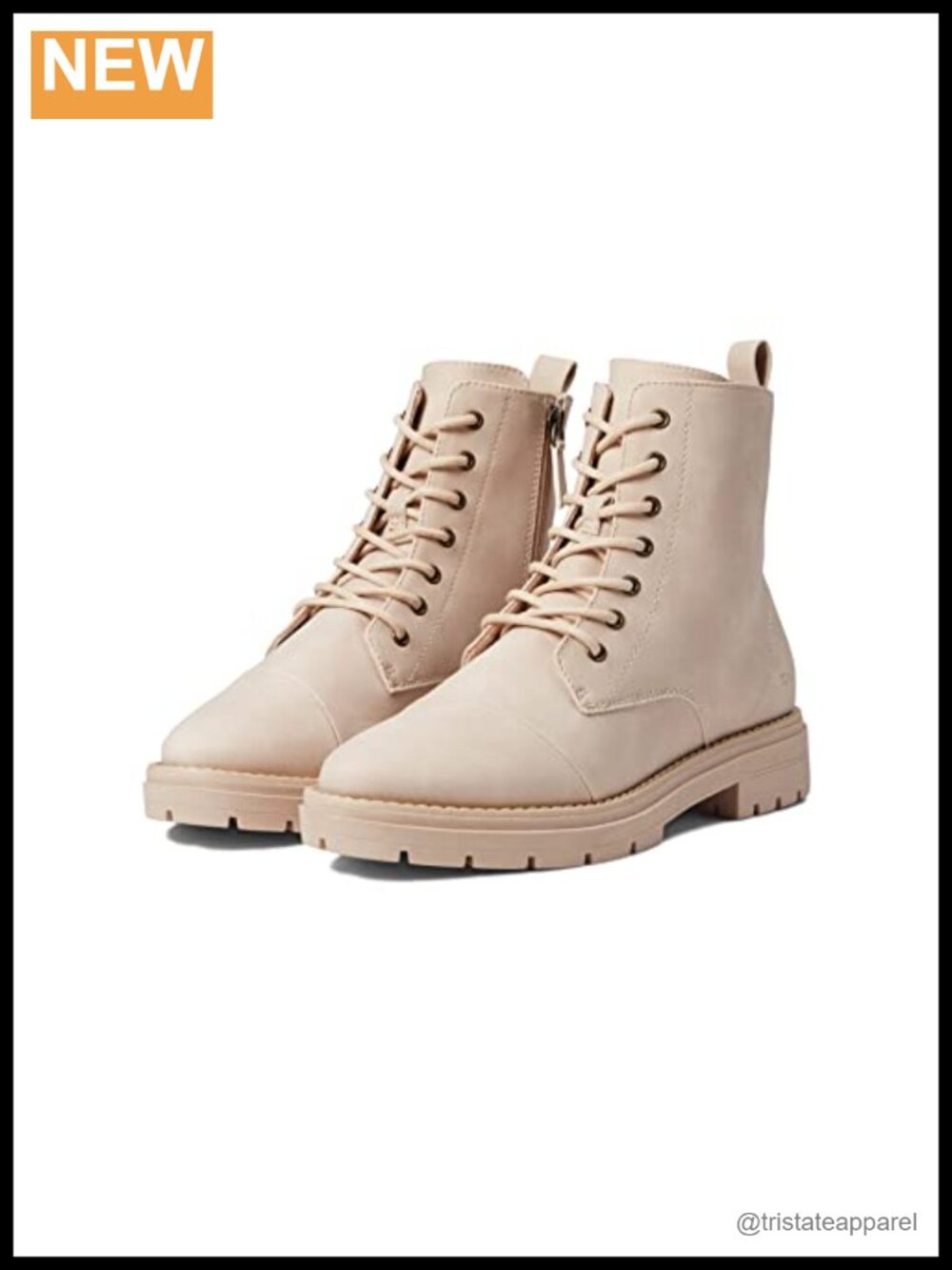 TOMS Alaya Women's Faux Leather Lace-Up Lug Combat Boots with Zipper
